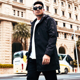 大码男装潮牌加肥加大秋冬季中长款风衣韩版潮流宽松百搭胖子外套 732 3XL(191斤到210斤)