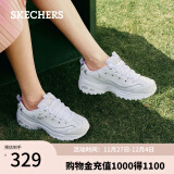 斯凯奇（Skechers）运动休闲鞋女士小白鞋秋季厚底增高轻便复古11979 白色/银色/WSL 35.5