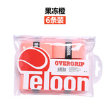 天龙（Teloon）网球羽毛球拍手胶吸汗带握把胶鱼竿粘性防滑吸汗 果冻橙（6条装）