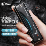 天鹅（SWAN）10孔布鲁斯口琴内嵌式磨砂黑质感盖板初学进阶