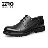 零度Zero皮鞋男正装鞋大头宽脚软底舒适休闲男士皮鞋耐磨英伦风商务鞋 黑色 41 (255mm) (偏大一码)