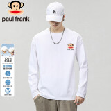 大嘴猴（paul frank）长袖T恤男士2024秋季宽松内搭休闲圆领打底衫上衣男白色3XL