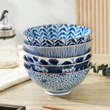 美浓烧（Mino Yaki）日本进口碗米饭碗日式和风陶瓷器釉下彩餐具家用饭碗套装 5.5英寸菀花唐草-单个