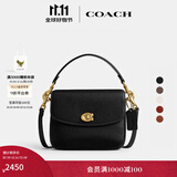 蔻驰（COACH）经典标志CASSIE19号单肩斜挎包翻盖早秋女包 黄铜色硬件/黑色（新版）
