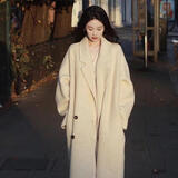 GARNUO燕麦色双面羊毛大衣女中长款秋冬新款高级感小个子赫本风毛呢外套 燕麦色 M【111-130斤】