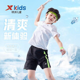 特步（XTEP）儿童童装男童夏季套装校园运动清爽两件套 珍珠白 100cm