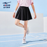 鸿星尔克（ERKE）童装女童中大童短裙儿童夏季百褶裙正黑150