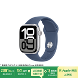 Apple/苹果 Watch Series 10 智能手表GPS款42毫米银色铝金属表壳丹宁色运动型表带S/M MX1J3CH/B