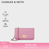 CHARLES&KEITH菱格链条单肩斜挎包小方包包女包女士520情人节礼物CK2-70160082 粉红色Pink S