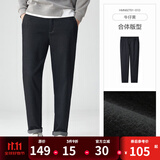 千纸鹤男士黑色牛仔裤春秋新款直筒宽松休闲长裤男生裤子男潮82791 01D牛仔黑 加绒 29 (2尺2)