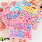 煦贝乐大号双层女孩卡通公主换装贴纸儿童穿衣服贴画立体海绵泡泡贴玩具