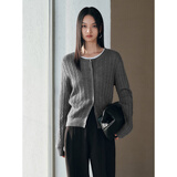 太平鸟女装针织衫miu系绞花春季内搭修身毛衣质感气质 灰色 L