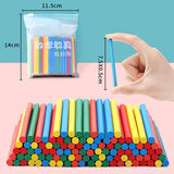 三格田小学生数数棒一年级算数棒数学道具小棒幼儿园小孩早教玩具加减法 木质数棒100根（7.5CM）送收纳袋