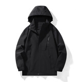 JEEP SPIRIT吉普冲锋衣男女三合一季新款加绒外套夹克户外防风滑雪登山服 男黑色/单层 XL
