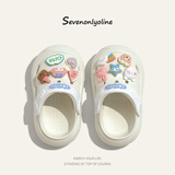 SEVEN ONLY OLINE儿童洞洞鞋男女童小童夏季可爱卡通小童防撞包头宝宝拖鞋 米色 13 0 内长13cm 脚长12.5穿