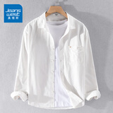 真维斯衬衫男士外套春秋冬季新款韩版潮流百搭纯色上衣青年长袖外搭汗衫 9357白色 L