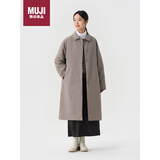 无印良品（MUJI）女式 可水洗 复合立领大衣 风衣外套BDE90C4A 棕色 L 