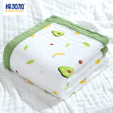 棉加加（Cotton++）纱布浴巾6层婴儿纯棉宝宝全棉100%新生儿童3-6-12岁洗澡包被裹巾 绿油果【a类6层一体超柔110*110 cm拉伸尺寸