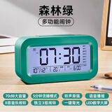 钟小白多功能闹钟学生专用起床神器儿童床头大音量智能夜光电子时钟桌面 森林绿-电池款【超大音量+夜光】