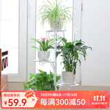 思故轩（SIGUXUAN）落地花架铁艺花盆架多层阳台客厅户外绿萝花架收纳装饰架爬藤花架 H954白【50*26*81cm】