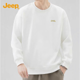 吉普（JEEP）卫衣男圆领刺绣长袖T恤男士宽松休闲运动衣服男装101 白色 XL 