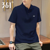 361°男装运动T恤男短袖上衣翻领polo衫秋季透气男士纯色休闲服 深墨蓝 XL 180