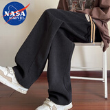 NASA MARVEL休闲裤男秋冬季裤子直筒阔腿宽松垂感运动灯芯绒裤子 黑色 XL