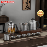 TILIVING(钛立维)纯钛烧水壶保温一体全自动上水泡茶壶煮茶壶恒温电热水壶 纯钛茶壶具整套装 12件