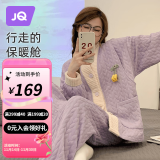 婧麒空气棉月子服秋冬季孕妇睡衣套装产后喂奶哺乳产妇家居服 紫色空气层-Jyz81935 L（适合90_115斤）