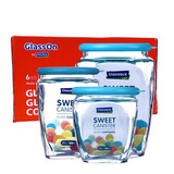 GLASSLOCK玻璃罐带盖杂粮储物收纳茶叶罐糖果罐食品密封罐 蓝色（三件套）