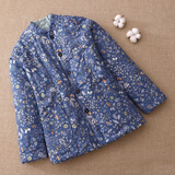 木吻纯棉花手工棉衣女士冬装 妈妈加厚保暖短款棉袄 中老年人外穿棉服 蓝碎花 XL 推荐体重110-125斤