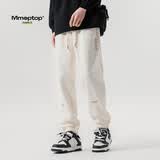 MMOPTOP潮牌休闲裤子男春夏季日系复古宽松运动束脚卫长裤HK23928米白2XL