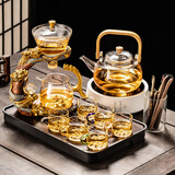 瓷牌茗茶具 龙年自动茶具整套家用懒人防烫功夫泡茶器办公室高档送礼茶具 龙啸九天+观山杯+道盘壶电炉 11件
