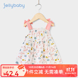 JELLYBABY[A类纯棉]女宝宝连衣裙女童裙子夏季透气薄款小公主洋气婴儿夏装 白底花 100