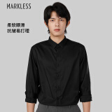 MARKLESS长袖衬衫男士秋冬顺滑抗皱商务衬衣CSB1506M 黑色 M