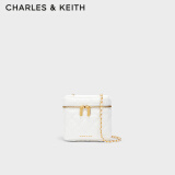 CHARLES&KEITH经典菱格链条单肩斜挎盒子包包女包生日礼物CK2-80271114 White白色 S