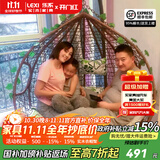 乐系（LEXI） 吊椅双人鸟巢秋千吊篮家用室内阳台吊兰户外吊床藤椅摇篮椅躺椅 双人咖啡色细藤特大号 静音款