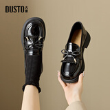 大东乐福鞋女2024早春新款甜美蝴蝶结平底套脚小皮鞋时尚通勤单鞋1247