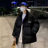 班豹宾棉服男外套秋冬季2024新款棉衣男装潮牌宽松立领羽面包绒服棉袄男 黑色 XL 115-145斤优先发货