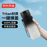 京东京造运动水杯  tritan水杯运动水壶大容量外出便携带 黑白渐变650ml