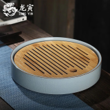龙寅干泡盘汝窑干泡茶台便携功夫圆盘茶具开片可养陶瓷汝瓷 干泡盘款式1