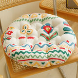 加厚圆形懒人坐垫蒲团超大号软地上榻榻米屁座垫吊椅藤椅垫子瑜伽 【棉麻透气】简笔画花花 直径40厘米