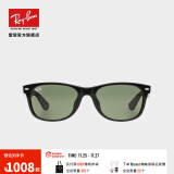 雷朋（RayBan）太阳镜男女款方形徒步旅行者镜框复古舒适墨镜0RB2132F可定制 901L黑色镜框绿色镜片 尺寸55