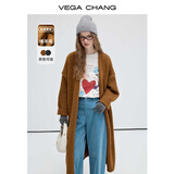 VEGA CHANG长款羊毛针织衫女2026年春季新款慵懒百搭开衫毛衣外套 咖啡棕 均码