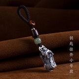 一只小鹿 999足银貔貅高档汽车钥匙扣挂件招平安财链绳吊坠男女纯礼物饰品 999足银掐丝镂空貔貅（小号款）