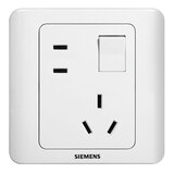 西门子（SIEMENS）开关插座  远景系列雅白10A五孔二三插墙壁大间距5孔斜五孔插座 一开斜五孔