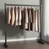 木樽简约加粗晾衣架落地阳台晒被子挂衣架单杆晾衣杆出租屋卧室晒衣架 1.5米经典黑 加粗圆管