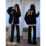 卡图弛美式复古棒球服外套男春季ootd穿搭情侣飞行员夹克衫潮牌上衣男装 黑色 2XL