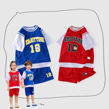 棉花堂宝宝背心套装男童夏装女童洋气儿童衣服2024新款休闲萌卡通lb 蓝色 130cm