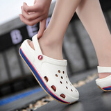 耐锐夏季洞洞鞋男士外穿情侣凉鞋防滑海边沙滩鞋厚底外穿百搭拖鞋大码 珍珠白 36